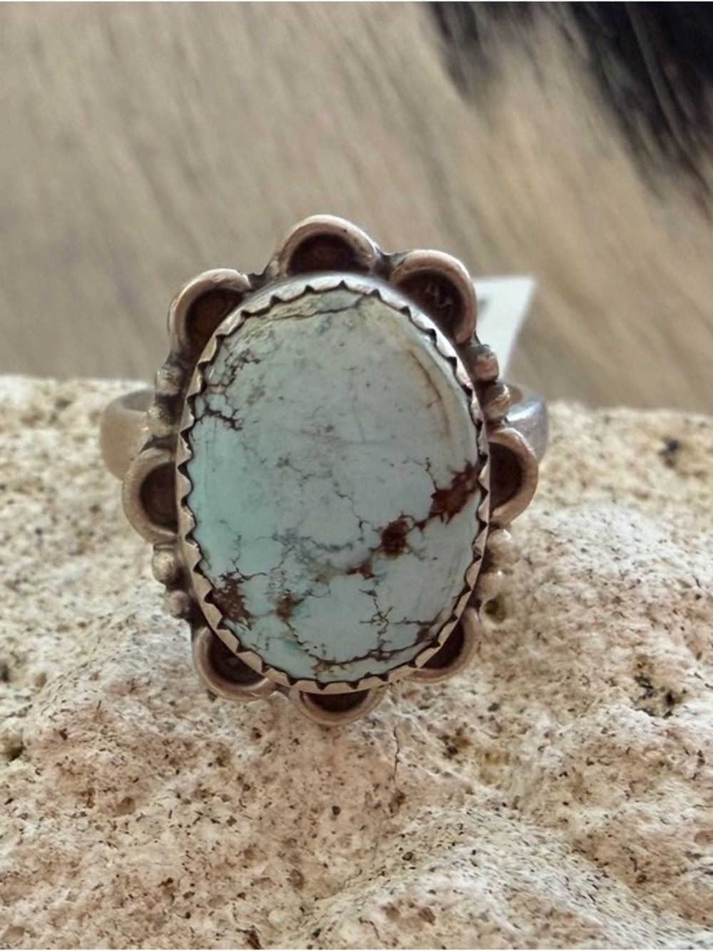 ❤️ Dry Creek Turquoise Navajo Style Adjustable Unisex Ring Size 6.25+ Adjustable